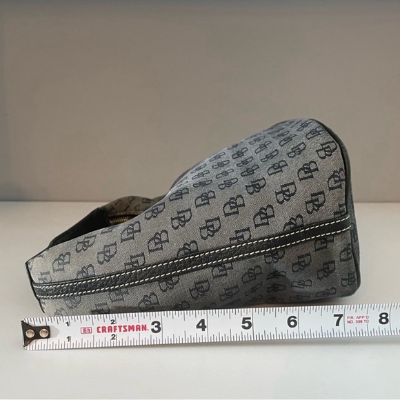 Dooney & Bourke Gray Signature Print Mini Hobo Bag w/Black Pebbled Leather Trim - Picture 8 of 12